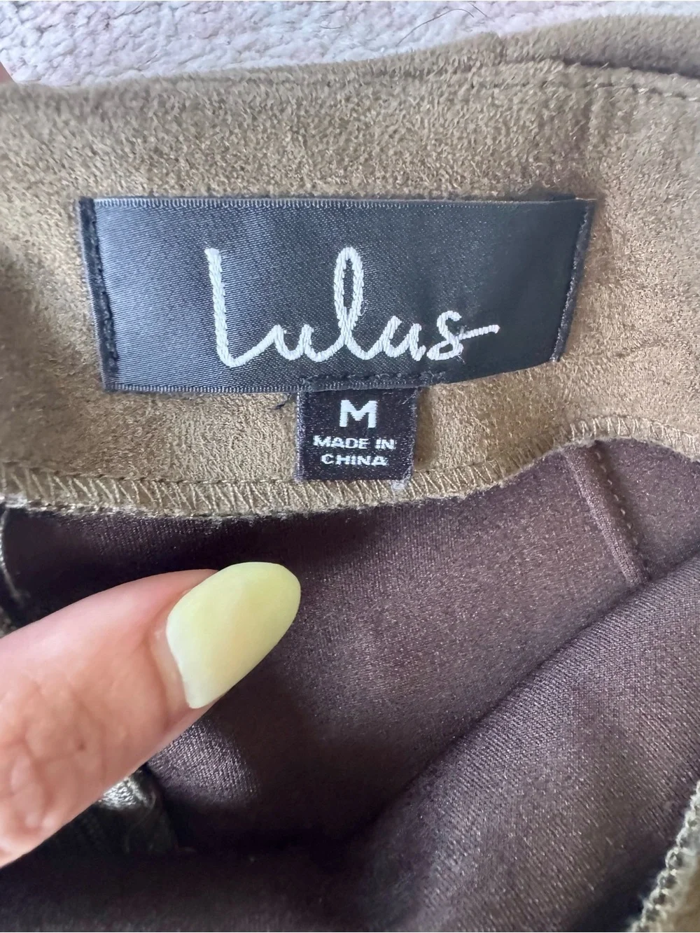Lulu’s Total Allure Olive Green Suede Pencil Midi Skirt, Size Medium